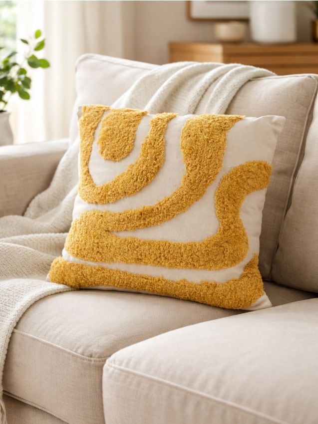 Sinsay - Pernă decorativă cu model texturat - galben