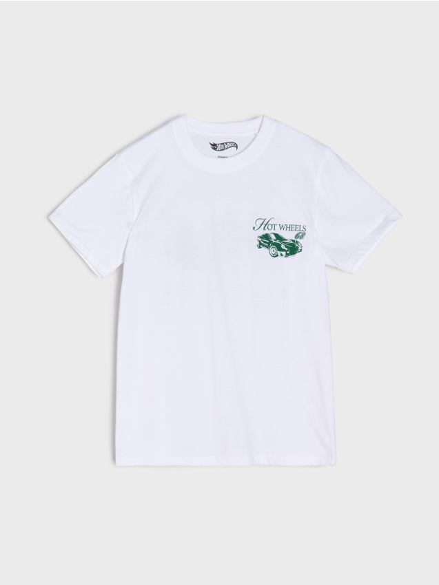 Sinsay - Tricou din bumbac cu imprimeu Hot Wheels - crem