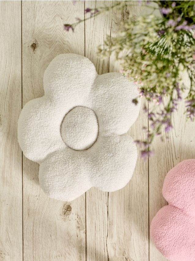 Cuscino decorativo a forma di fiore - bianco