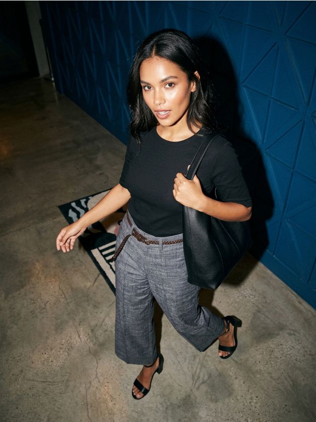 Sinsay - Spodnie cullote z domieszką lnu - niebieski