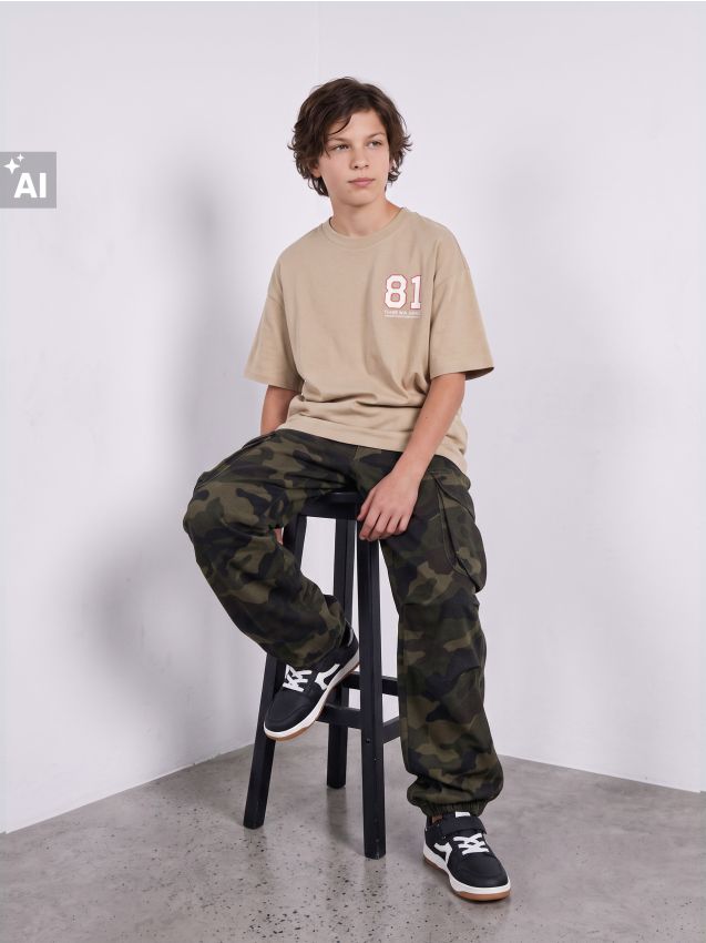 Sinsay - Blugi cargo căptușiți cu model camuflaj - multicolor