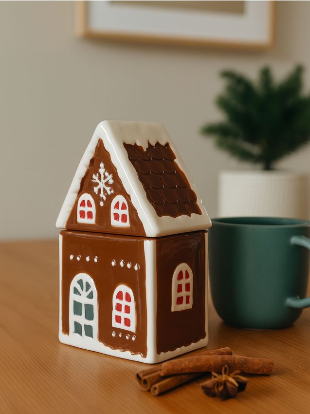 Sinsay - Vianočná úložná krabica s vekom a motívom domu - viacfarebná