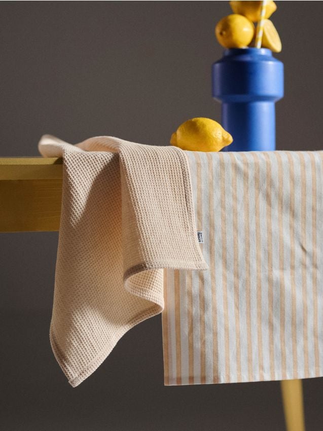 Sinsay - Set de prosoape de bucătărie în dungi 2 pack - crem