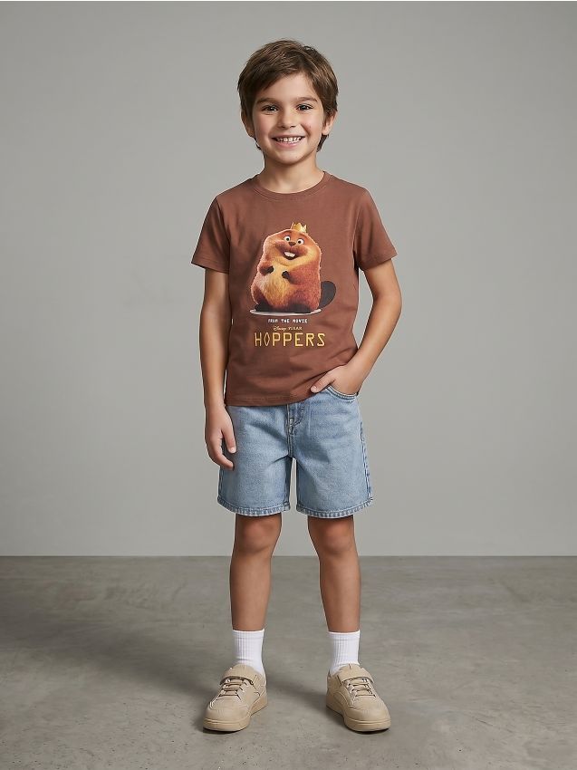 Sinsay - Tricou din bumbac cu imprimeu Hoppers - maro