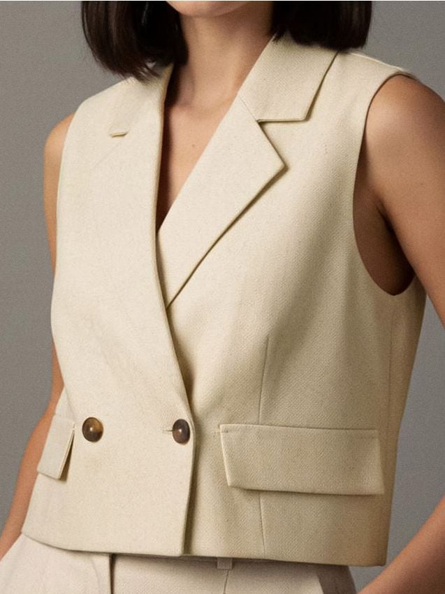 Sinsay - Vestă cu vâscoză - nude