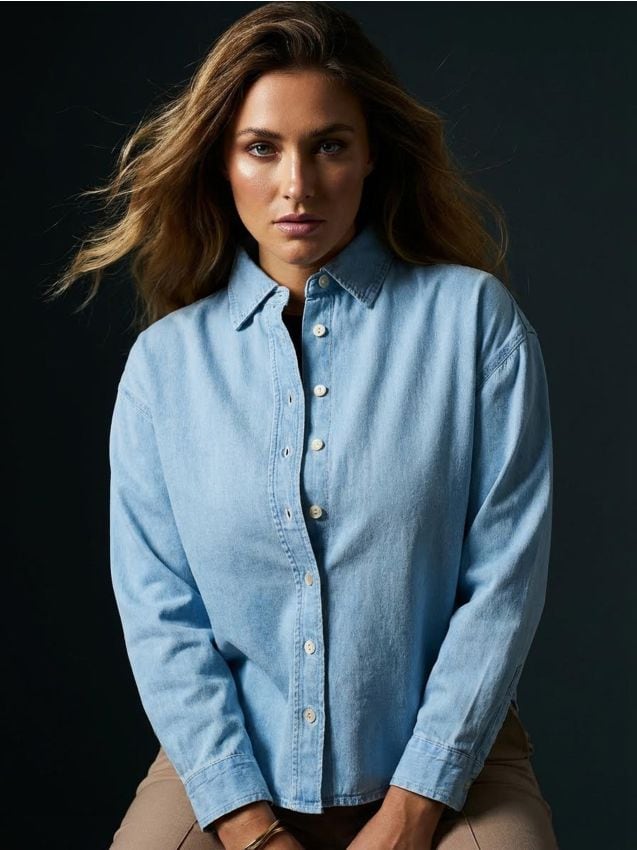 Sinsay - Jeansowa koszula z ozdobnymi guzikami - niebieski