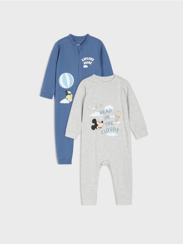 Sinsay - Salopete din bumbac cu imprimeu Mickey Mouse - gri deschis