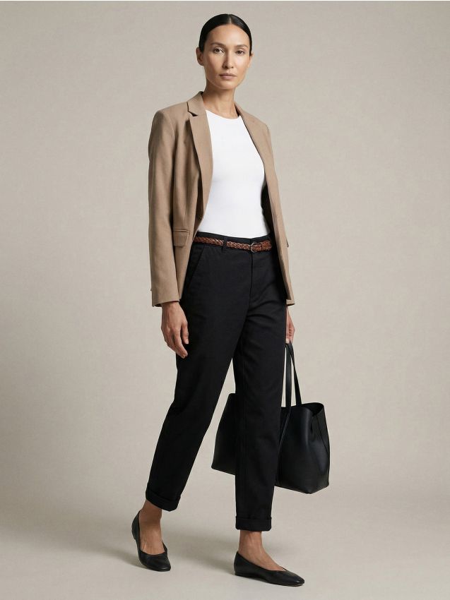 Sinsay - Pantaloni chino cu curea - negru