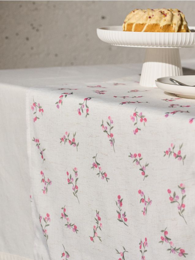 Sinsay - Traversă de masă cu model floral - crem