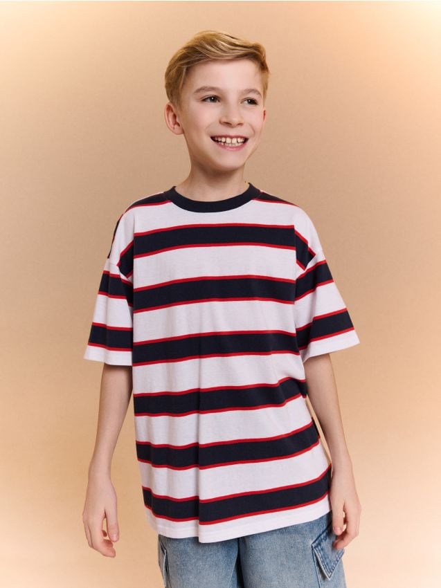 Sinsay - Tricou din bumbac în dungi - multicolor