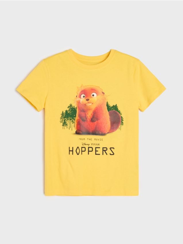 Sinsay - Tricou din bumbac cu imprimeu Hoppers - galben