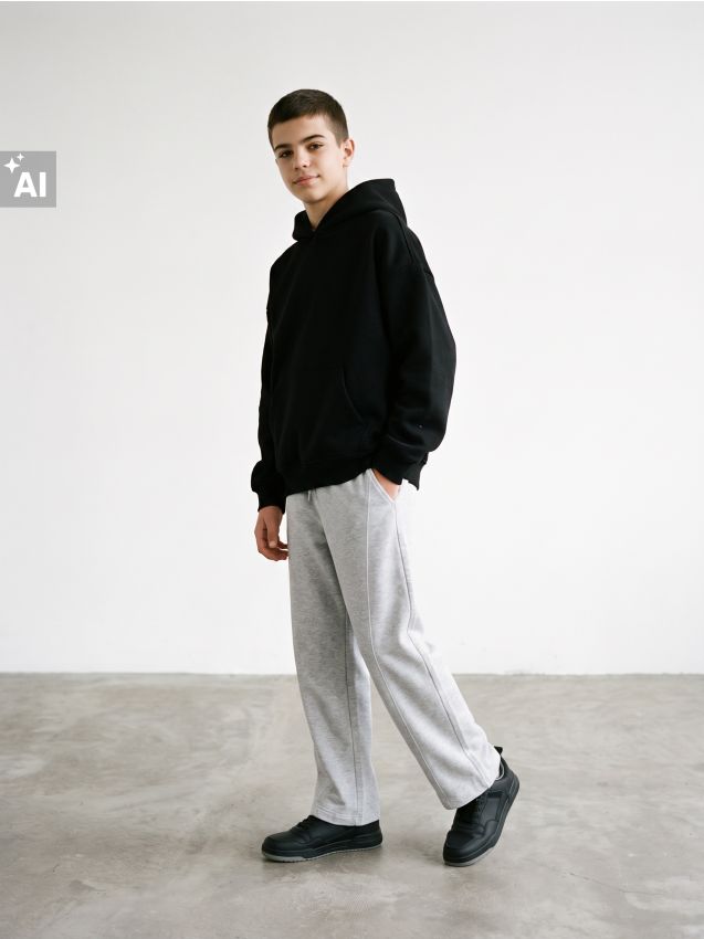 Sinsay - Pantaloni de trening cu crac larg - gri-neutru