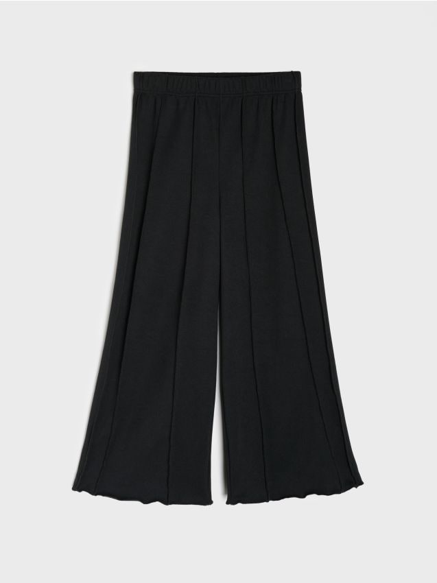 Sinsay - Pantaloni wide leg căptușiți - negru