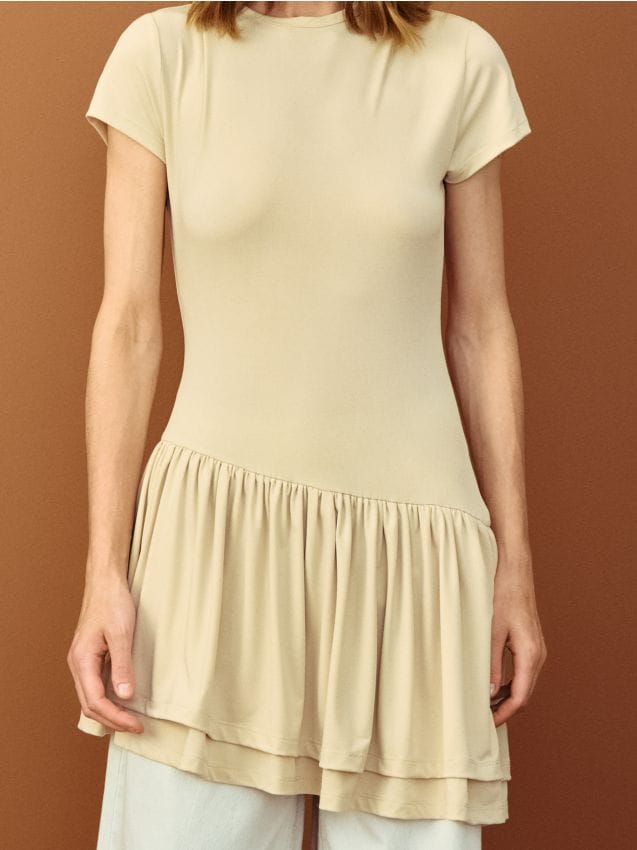 Sinsay - Rochie cu partea de jos asimetrică - bej