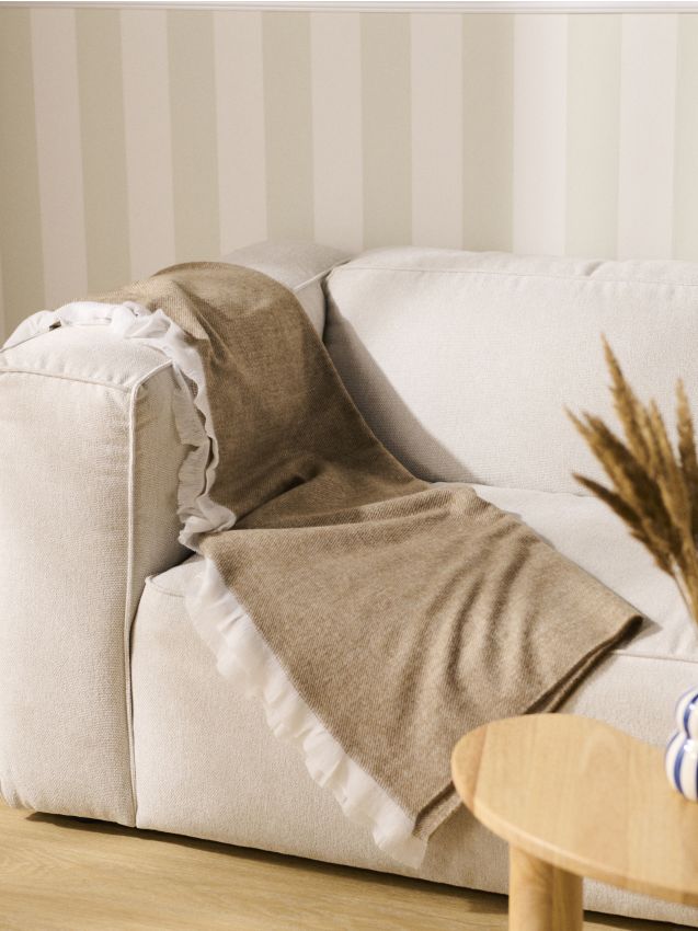 Sinsay - Pătură cu franjuri - maro