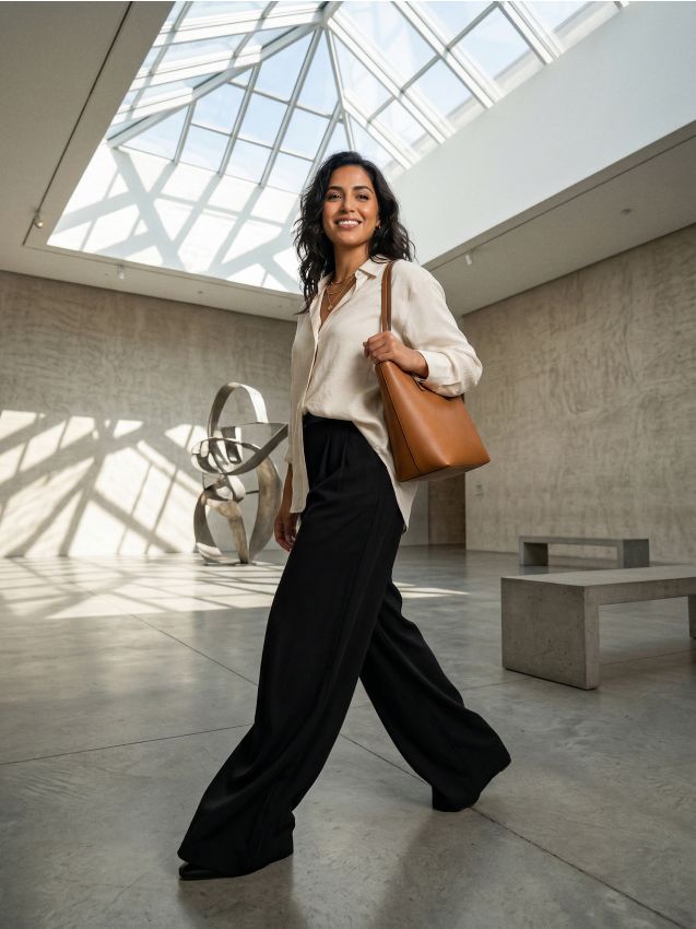 Sinsay - Pantaloni largi cu amestec de in - negru