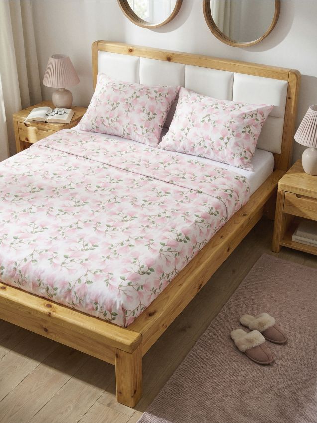 Sinsay - Set de lenjerie de pat cu flori - roz