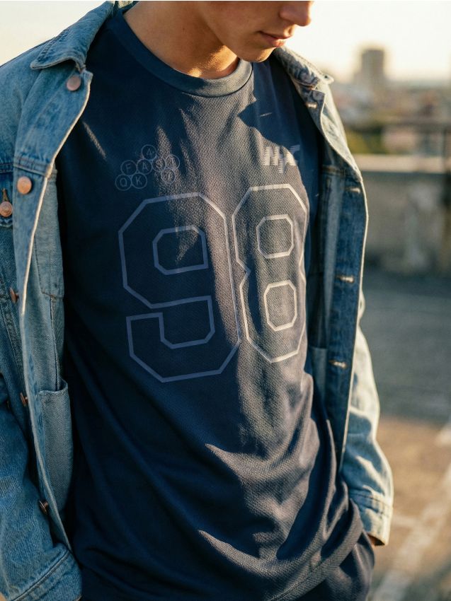 Sinsay - Tricou cu mânecă scurtă - bleumarin