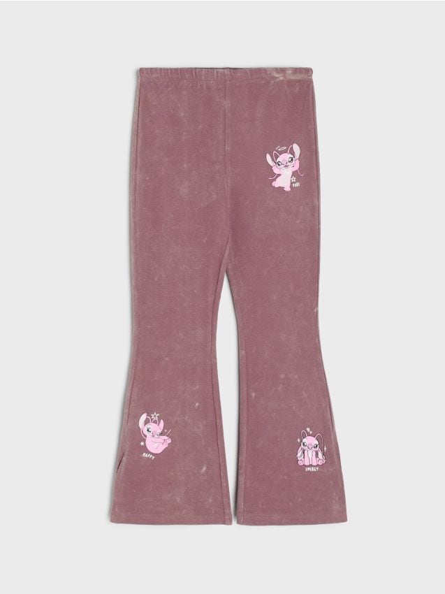 Sinsay - Colanți din bumbac flare Stitch - roz-pastel