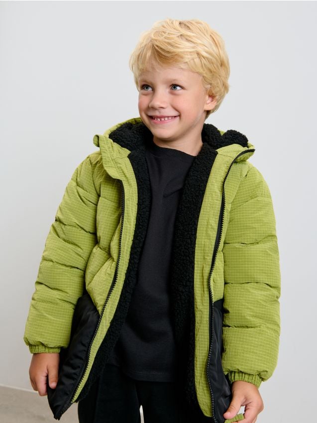 Sinsay - Jachetă puffer cu glugă - verde