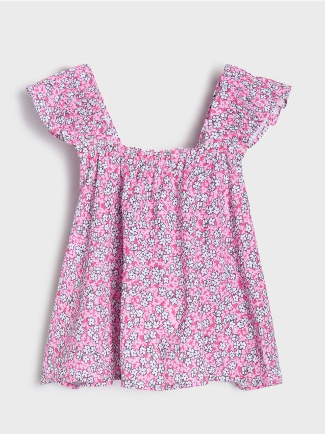 Sinsay - Tricou cu mânecă scurtă și decolteu decorativ - multicolor