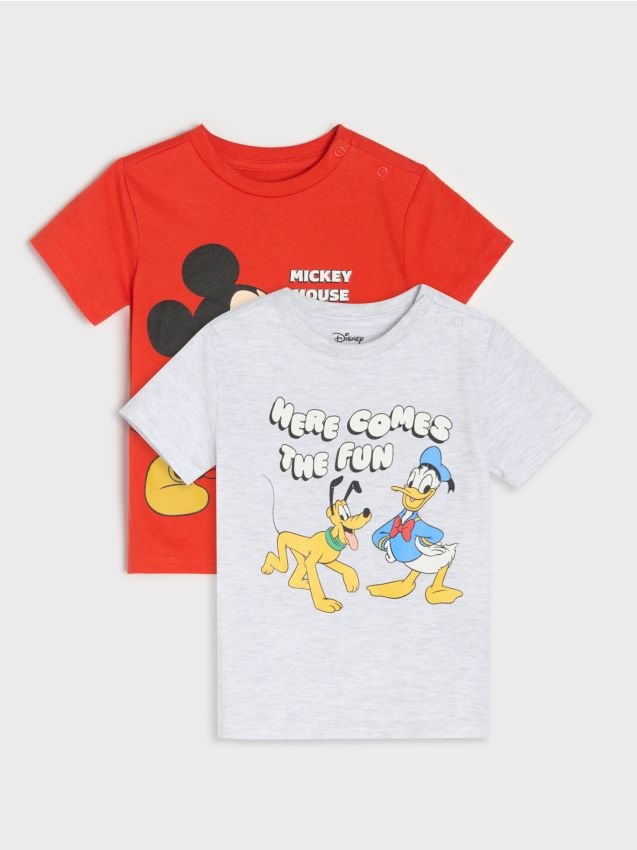 Sinsay - Tricou din bumbac cu imprimeu 2 pack Mickey Mouse - roșu