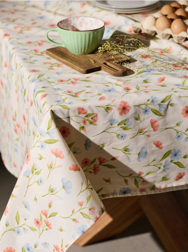 Sinsay - Față de masă cu model floral - crem