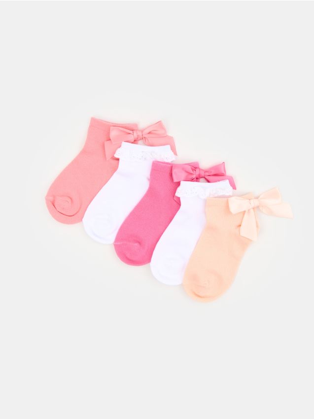 Sinsay - Șosete cu nervuri cu fundițe decorative 5 pack - multicolor