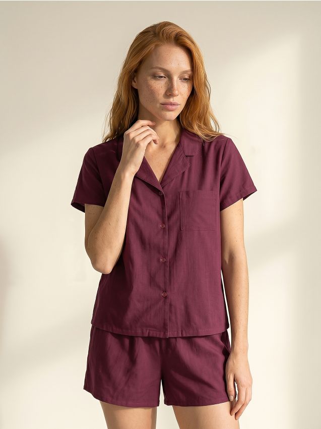 Sinsay - Pijama uni din două piese din viscoză - violet-metalizat