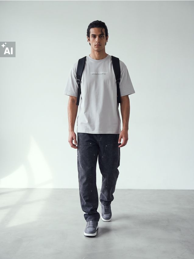 Sinsay - Tricou din bumbac cu imprimeu pe spate - nude
