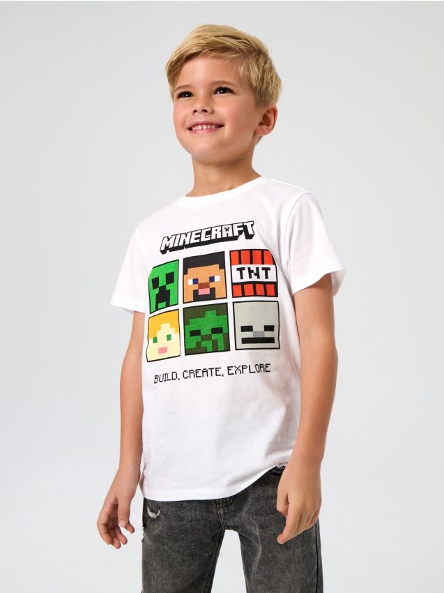 Sinsay - Tricou Minecraft - alb