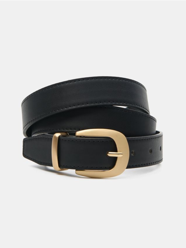 Sinsay - Curea cu cataramă aurie - negru