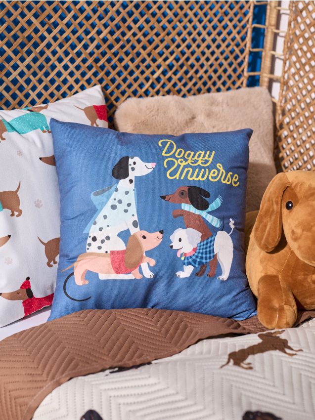 Sinsay - Vankúš s potlačou psíkov - indigová