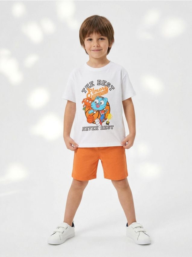 Sinsay - Tricou din bumbac cu imprimeu The Amazing World of Gumball - alb