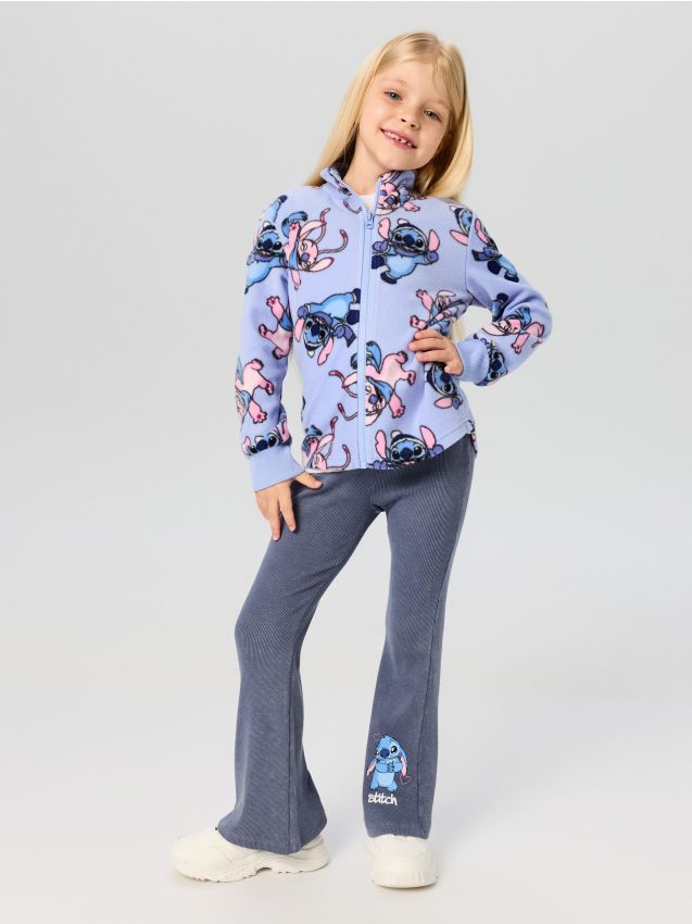 Sinsay - Colanți din bumbac flare Stitch - albastru-pal