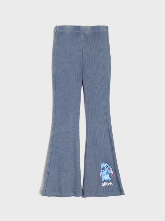 Sinsay - Colanți din bumbac flare Stitch - albastru-pal