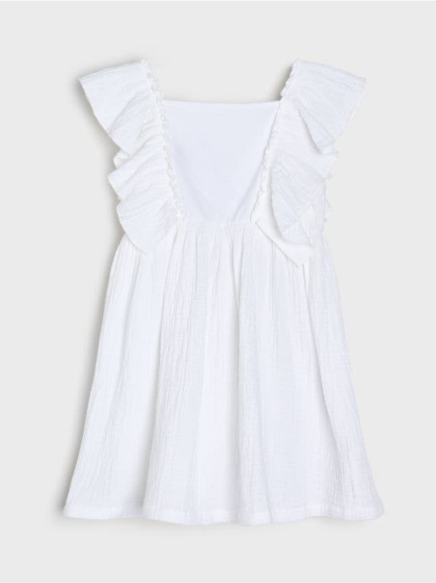 Sinsay - Sukienka babydoll z ozdobnymi falbanami - biały