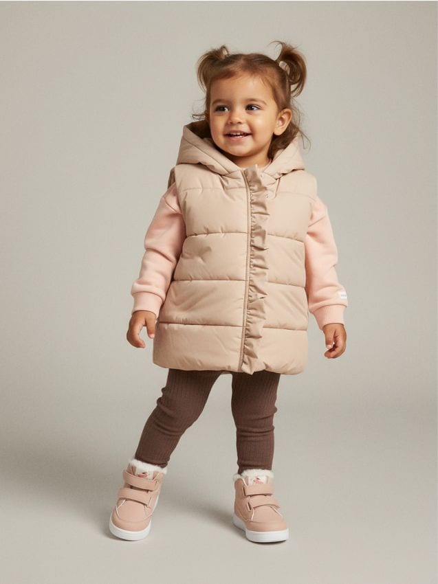 Sinsay - Vestă matlasată cu glugă - bej