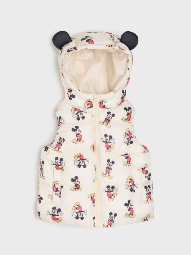 Sinsay - Prešívaná vesta s 3D prvkami Mickey Mouse - krémová