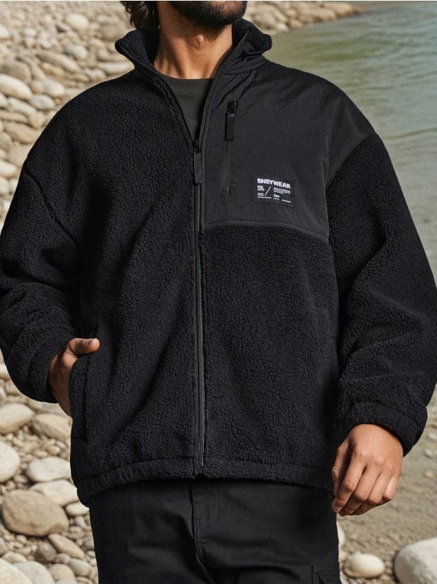 Sinsay - Flísová mikina - čierna