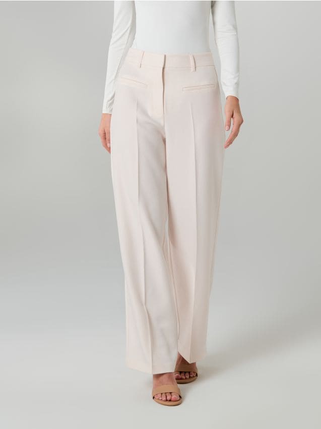 Sinsay - Pantaloni wide leg - crem