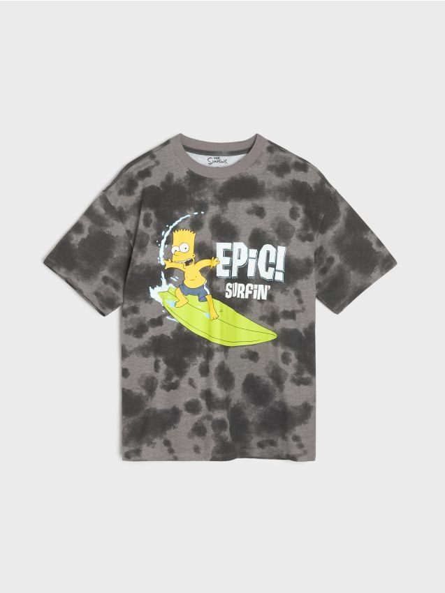 Sinsay - Tricou din bumbac cu imprimeu The Simpsons - gri-neutru