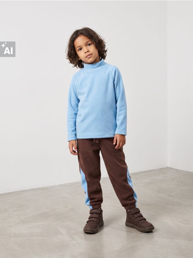 Sinsay - Pantaloni jogger din fleece cu izolație - maro-închis