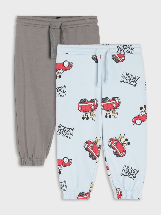 Sinsay - Pantaloni jogger din bumbac 2 pack Mickey Mouse - negru-antracit