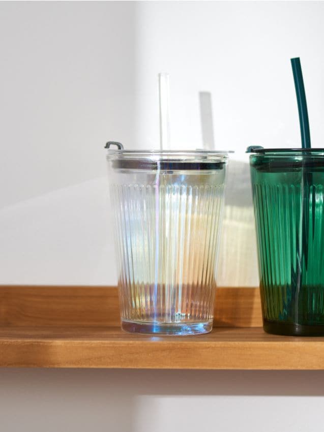 Sinsay - Cană reutilizabilă, cu pai - alb