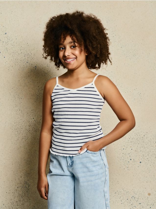 Sinsay - Tricou cu dungi cu dungi din bumbac - multicolor