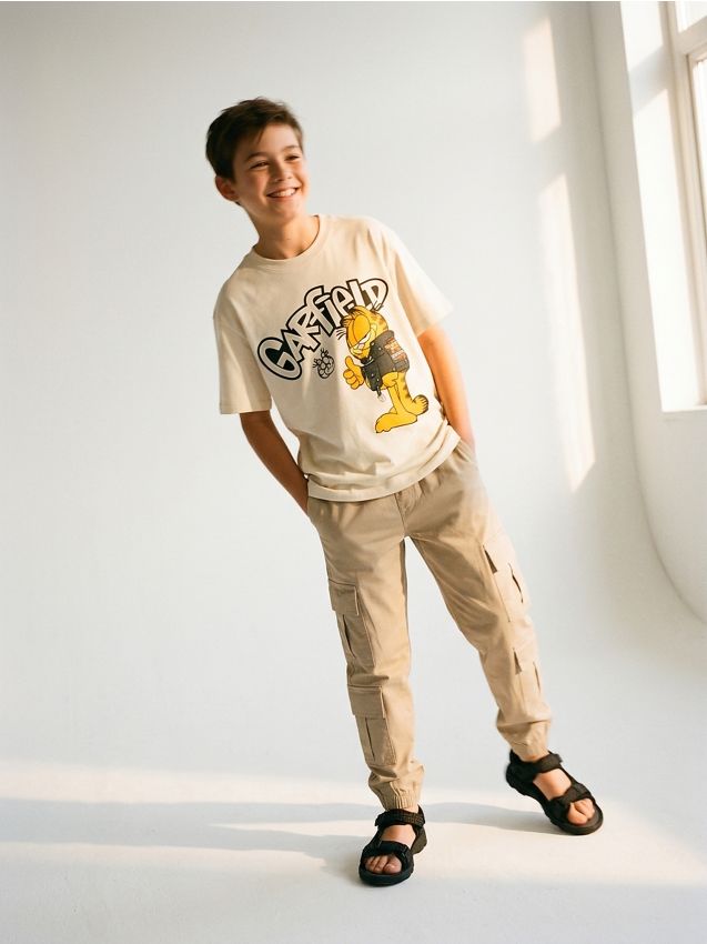 Sinsay - Tricou din bumbac cu imprimeu Garfield - crem