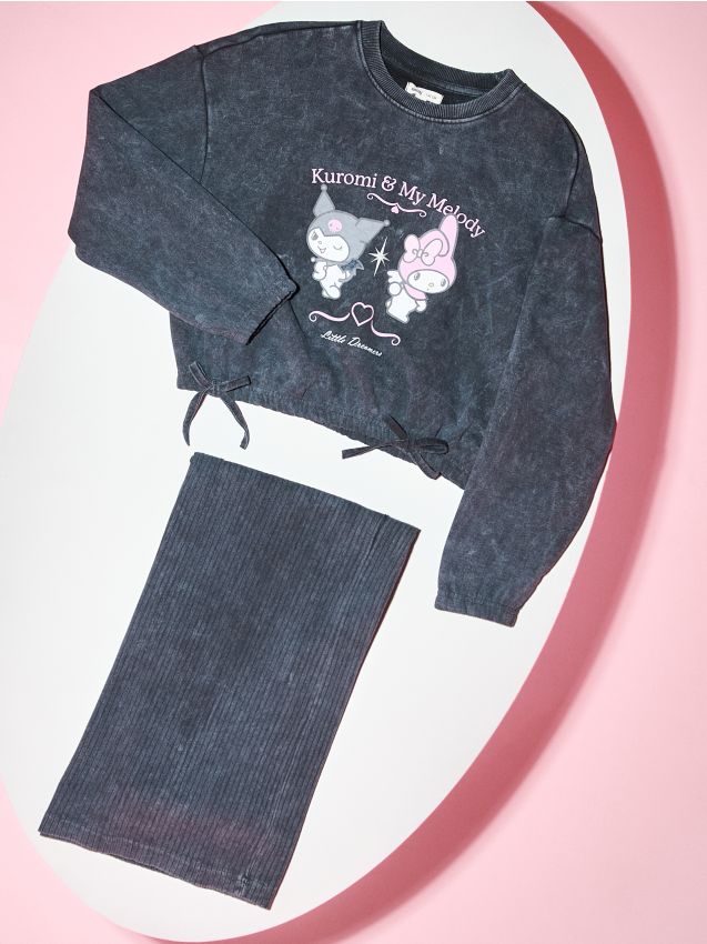 Sinsay - Set bluză și pantaloni sport Kuromi and My Melody - negru-antracit