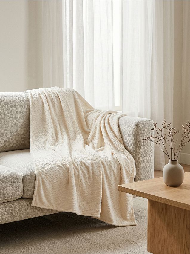 Sinsay - Pătură cu emboss decorativ - crem