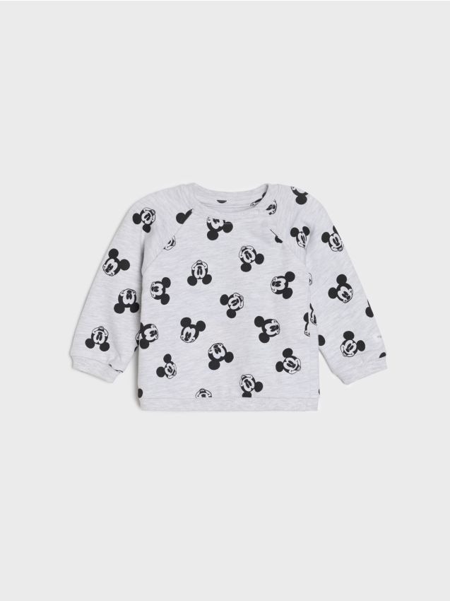 Sinsay - Hanorac crewneck Mickey Mouse - gri deschis